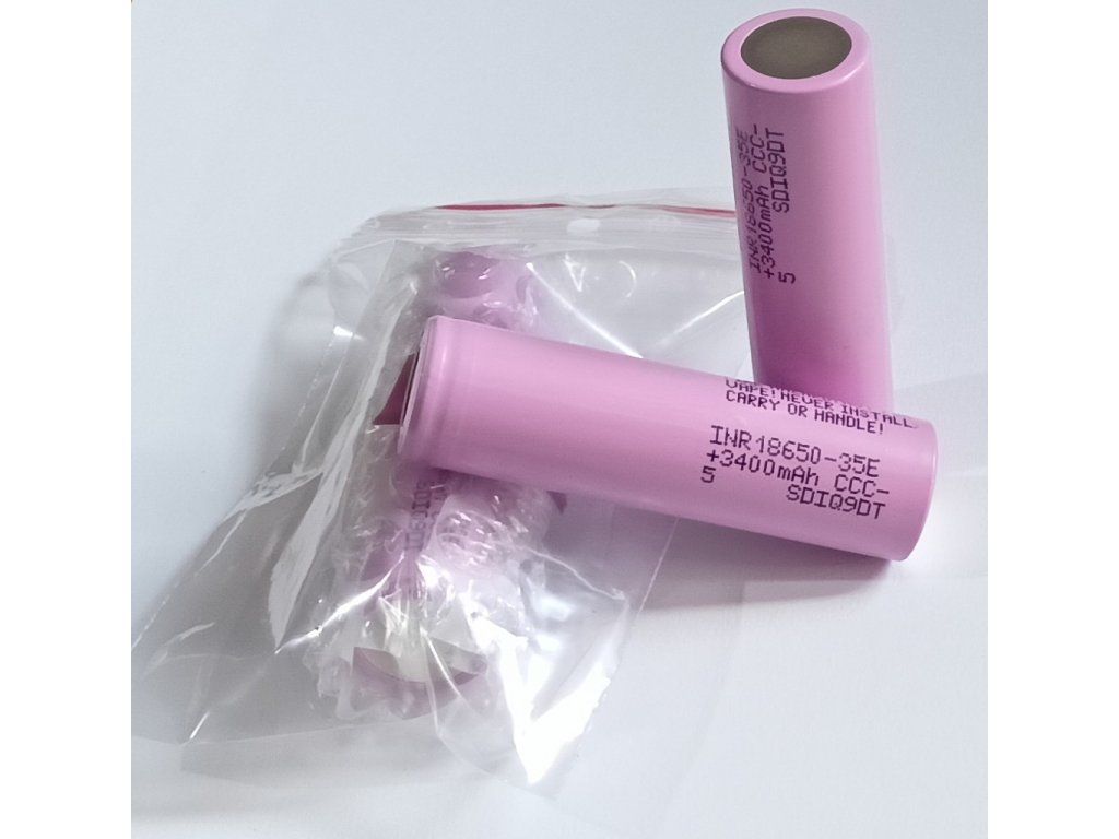 Články Samsung INR18650-35E v růžovém obalu s potiskem 3400mAh